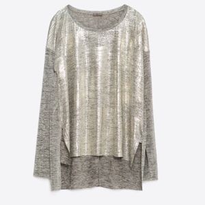 NWT ZARA Gold foil shirt!